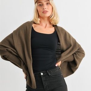 Open Front Cardigan - Olive